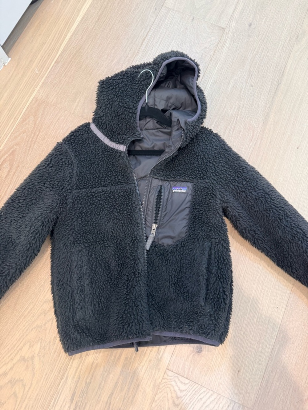 Patagonia Kids Black Hooded Puffer Jacket